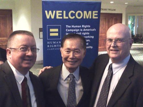 Joe Connolly and Terry Pochert with George Takei